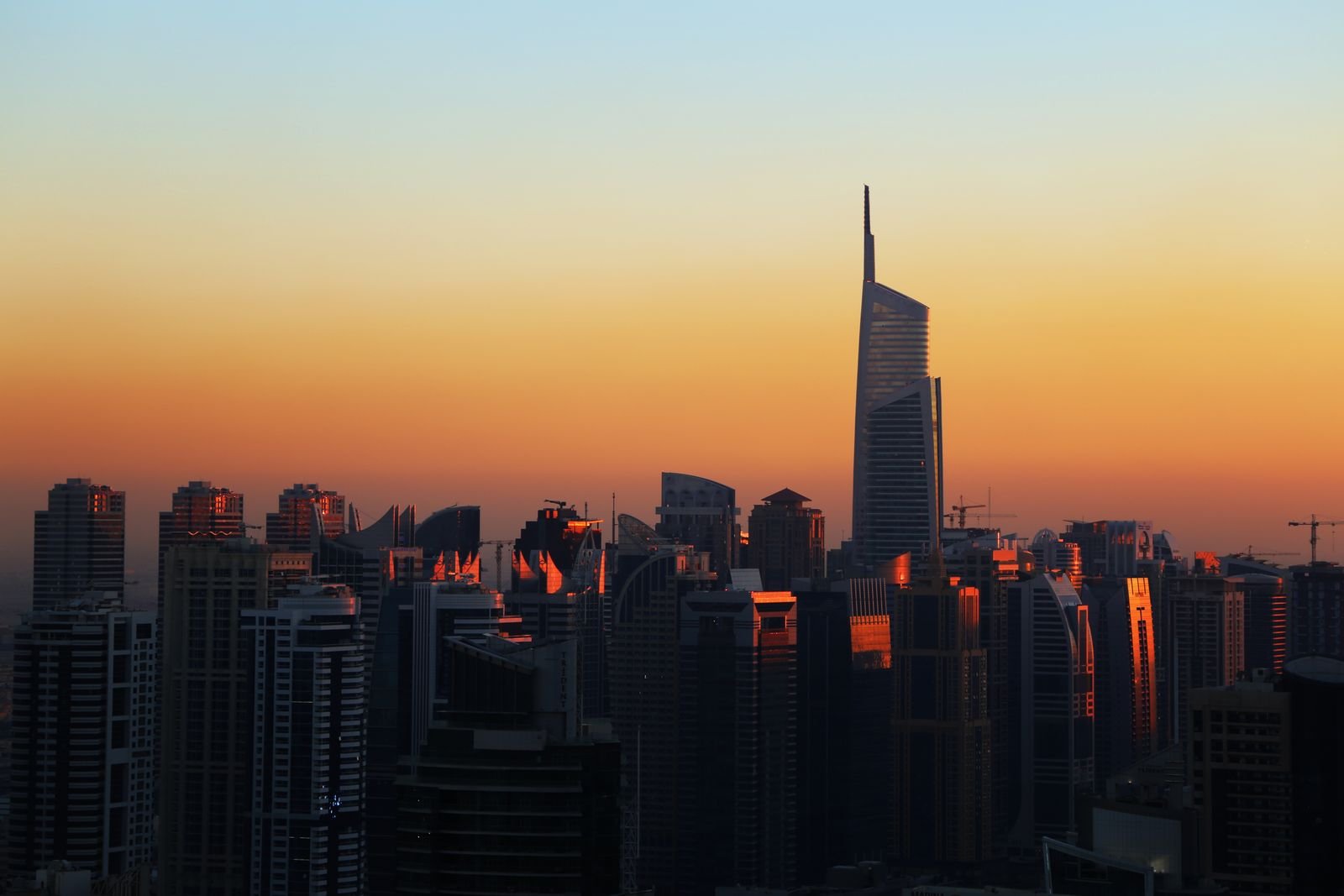 Dubai skyline at sunset